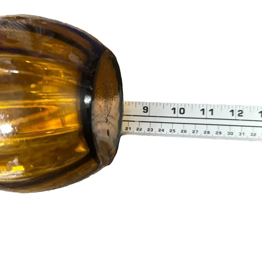 Vintage South Jersey Clevenger‎ Bros Glass Amber Vase Scalloped Edge Hand Blown